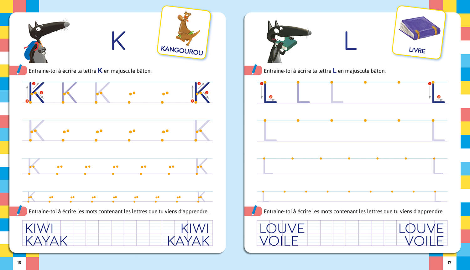 Mon Cahier D'écriture Lettres Bâtons Avec Loup